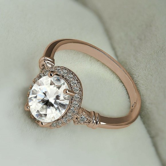 Rose Gold Filled Oval Cut White Sapphire Ring - Picture 4 of 5